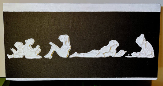 Tableau sur toile Acrylique la lectrice monochrome